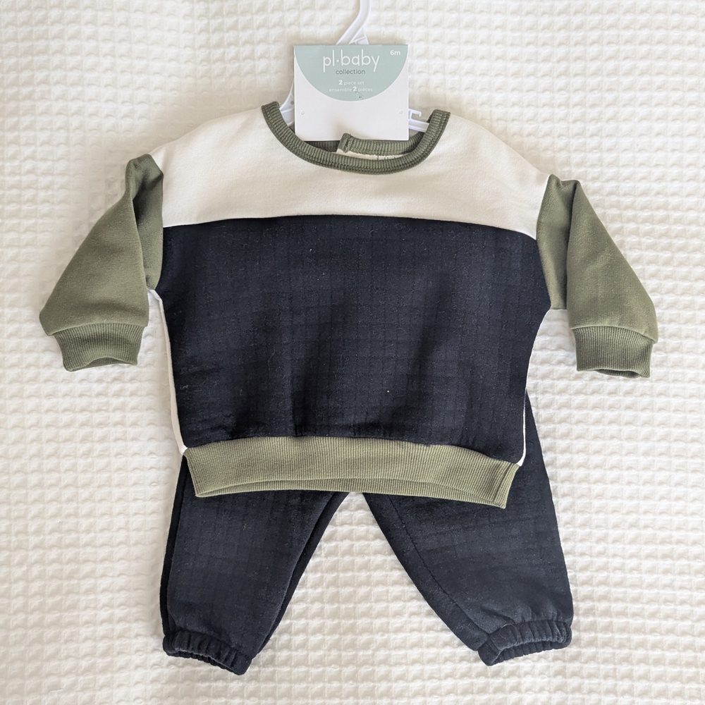NWT PL Baby by Petit Lem Quilted Top & Joggers Set